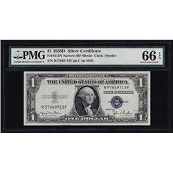 1935D $1 Silver Certificate Note Narrow PMG Gem Uncirculated 66EPQ