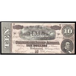 1864 $10 The Confederate States of America Note