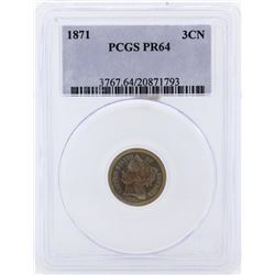 1871 Three Cent Nickel Proof Coin PCGS PR64