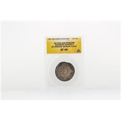 AD 591-628 Drachm Sasanian Khusro II AR Drachm Istakhr G-209 Coin ANACS EF45