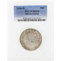1936-D Rhode Island Commemorative Half Dollar Coin PCGS MS64