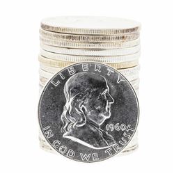 Roll of (20) 1960 Brilliant Uncirculated Franklin Half Dollar Coins