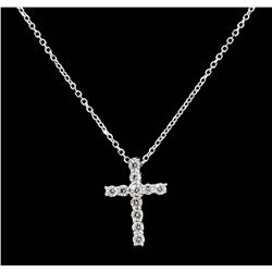 14KT White Gold 0.25ctw Diamond Cross Pendant with Chain