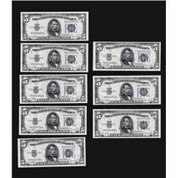 Lot of (8) Consecutive 1934D $5 Silver Certificate Notes