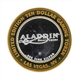 .999 Silver Aladdin Resort Casino $10 Casino Gaming Token Limited Edition
