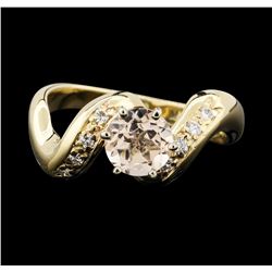 14K Yellow Gold 0.80ct Morganite and Diamond Ring