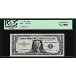 1957 $1 Silver Certificate STAR Note PCGS Superb Gem New 67PPQ