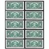 Image 2 : (10) Consecutive 1937 $1 Bank of Canada Notes AU/CU