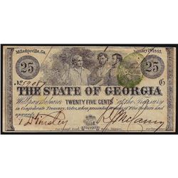1863 Twenty-Five Cents The State of Georgia Obsolete Note