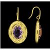 Image 2 : 14KT Yellow Gold Ladies Amethyst Dangle Earrings