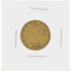 1880 $5 Liberty Head Half Eagle Gold Coin
