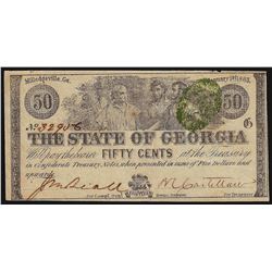 1863 Fifty Cents The State of Georgia Obsolete Note