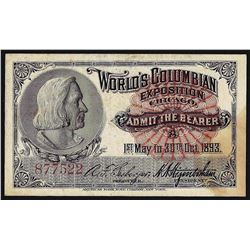 1893 World's Columbian Exposition Ticket