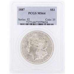 1887 $1 Morgan Silver Dollar Coin PCGS MS64