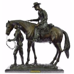 Pony Express Cowboy Bob Bronze Marble Statue