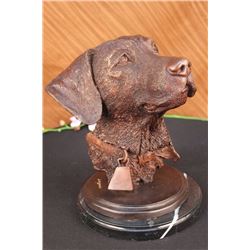 19 LBS Adorable Labrador Retriever Bust Bronze Sculpture (12"X11")