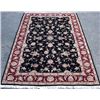 Image 1 : Lustrous Rare Ebony Color Background Part Silk Persian-Pak Kashan Rug
