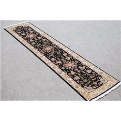 Gorgeously Contrasted Dark Toned Tabriz Design Runner