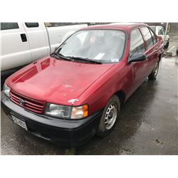 1992 TOYOTA TERCEL DX, 4DR, RED, VIN # JT2EL43E0N0146670
