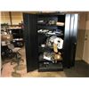 Image 2 : BLACK 2 DOOR METAL STORAGE CABINET WITH CONTENTS