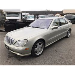 2001 MERCEDES S600, 4 DOOR SEDAN, GREY, VIN # WDBNG78J91A183657