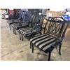 Image 2 : 4 BLACK HEAVY METAL FRAMED WITH STRIPED CUSHIONED PATIO CHAIRS