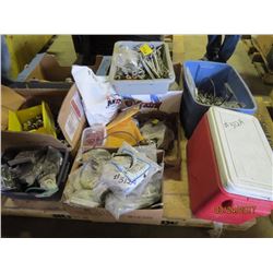 Pallet with Turn Buckles, Hardware, EMT Connectors & Corners, Cable Hangers, etc
