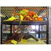 Image 1 : Shelf - w/ safety vests, booster cables, box of drill bits, clamps, fishing tackle box, fiber cleani