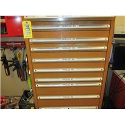 Large Tool Chest 28"x60" w/ 12 drawers filled w/ misc hardware, screws, nut/bolts,  filters, clamps,