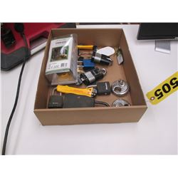 Box - w/ pad locks, box cutters, tool bag