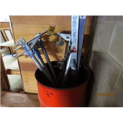 Steel Drum - w/ skis, vintage golf club set, camper jacks, gun case