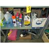 Image 2 : Cleaning Supplies, WD40, (3) Trays of misc tools,  Metal Tool Box,  Bin of painting tools, (11) Cans