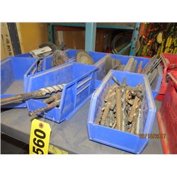 8 Blue Bins w/ drill bits & cutting/grinding discs