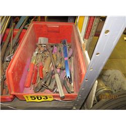 Bin - misc tools (rivet gun, pipe wrench, vise grips, socket wrench, crimp tool, torque wrench)