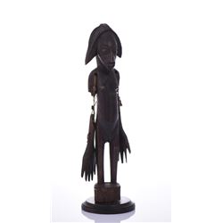 African Bamana Standing Female Wood Figure Wi