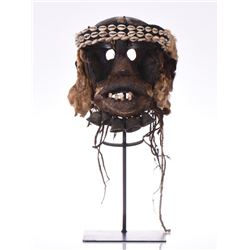 African Tribal Mask, Wood Carved With Bells,