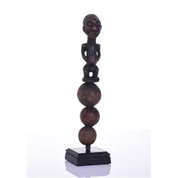 African Hemba Rattle And Power Figure Carved