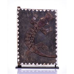 African Baule Wood Crocodile Door, Ivory Coas