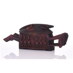 Dogon Tribal Wood Carved Chariot Container Bo