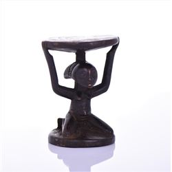 African Luba Female Caryatid Miniature Wood S