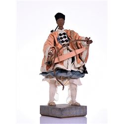 Chinese Paper Mache Traveling Warrior Doll.