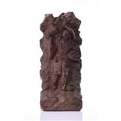 Chinese Ceramic Sculpture Of A Woman Carrying