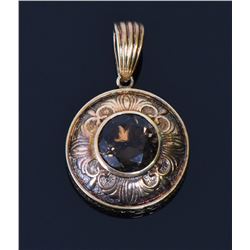 Early Victorian Smokey Quartz Circular Pendan