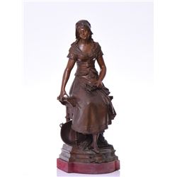 French figural metal sculpture of "Cendrillon