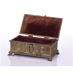 French Gilt Bronze Satin Lined Jewelry Casket