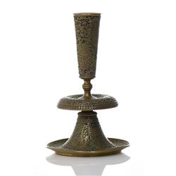 Bronze Candlestick, India. Exquisite Floral D
