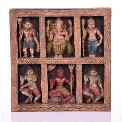 Antique Deeply Carved Wood High Relief Panel,