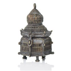 Indian Sand Cast Brass Hanging Cage Style Cen