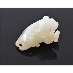 Antique White Jade Recumbent Ram, Qing Dynast