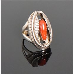 Q.C., Native American Red Coral Sterling Silv